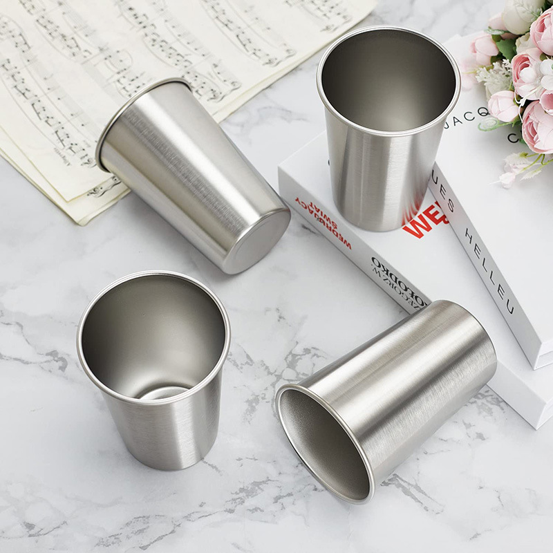 4pcs 500ml stainless steel pint cup set  with a pouch 